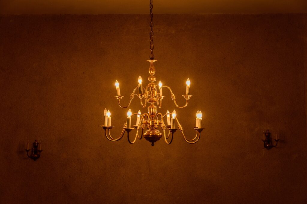 Vintage chandelier in the room